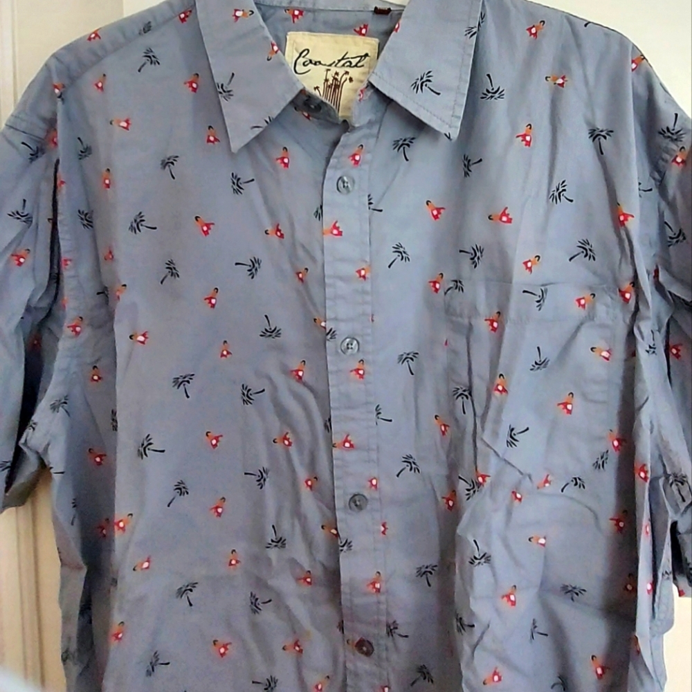 Short Sleeve Collard Shirt Tropical Size XL